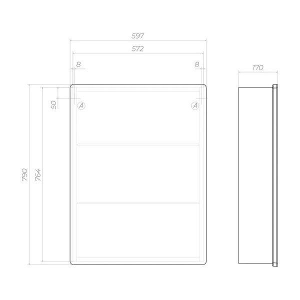 Зеркальный шкаф VIGO Geometry 220, 60 см