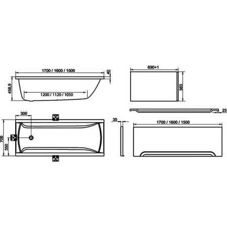 Ванна акриловая Ravak Classic 150x70