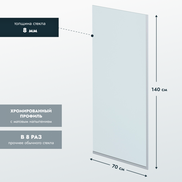 Шторка для ванны стационарная (хром) Benetto BEN-403_SL_C