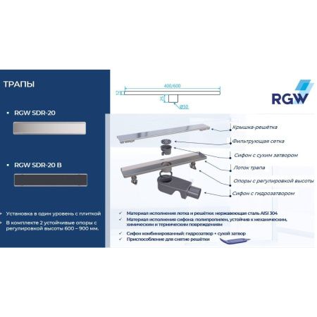 Душевой трап RGW SDR-20 47212080-01