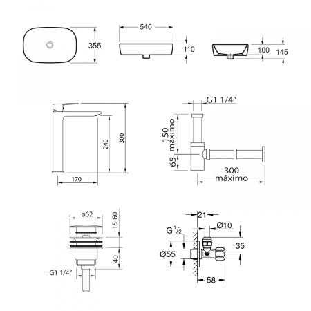 Комплект 4 в 1 Lavinia Boho Bathroom Sink Slim 21510006 (состоит из 33311003, 60707, 61122, 60702)