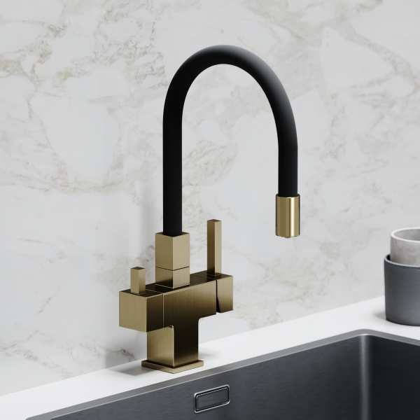Смеситель для кухни SANCOS Arno с гибким изливом и возможностью подключения фильтра для воды, цвет брашированное золото, арт. SC4005BG