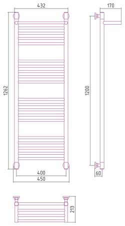 Полотенцесушитель Сунержа Богема+ с полкой 1200x400 00-0223-1240