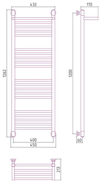 Полотенцесушитель Сунержа Богема+ с полкой 1200x400 00-0223-1240