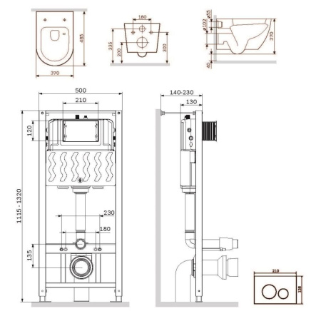 IS49001.801900 Инсталляция с клавишей Pro L белый с подвесным унитазом Like Aquaspin с сиденьем м/лиф