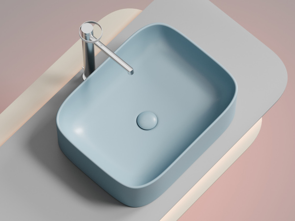 Умывальник чаша накладная прямоугольная Ceramicanova Element 505*380*150мм, голубой матовый, CN6052ML