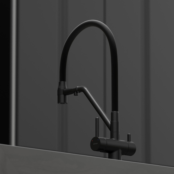 Смеситель для кухни SANCOS Dora с гибким изливом и возможностью подключения фильтра для воды, цвет Черный матовый, арт. SC4003MB