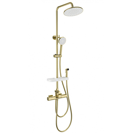 Душевая система с техническим душем и термостатом WONZON & WOGHAND, Брашированное золото (WW-C3017-A1-BG)
