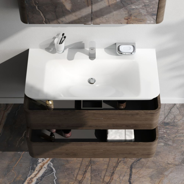 M30FHX1002TF Sensation База под раковину AM.PM, подвесная, 100 см, ящики, табачный дуб