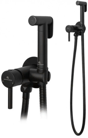 Смеситель встраиваемый с гигиеническим душем Grocenberg GB001 Черный матовый