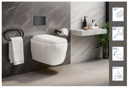 Унитаз ROMINA Aria Tornado подвесной безободковый со смывом торнадо Ceruttispa CT10613 (520х345х365)