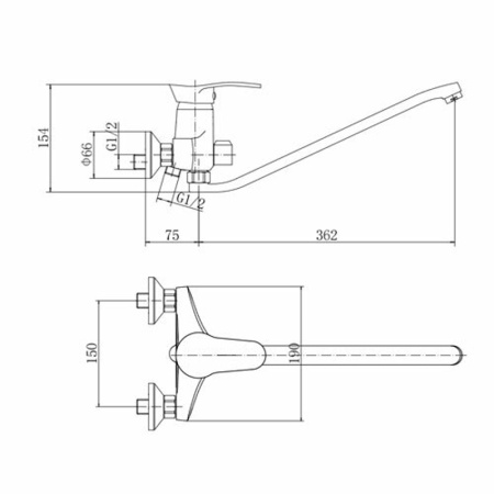 Смеситель для ванны FASHUN A2201, хром