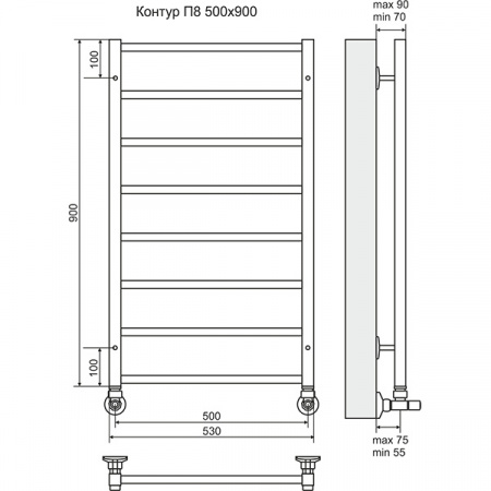 Полотенцесушитель Terminus Контур П8 500х900