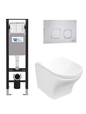 Комплект инсталляции с унитазом Weltwasser AMBERG 350 + ODENBACH 004 GL-WT + AMBERG RD-MT CR