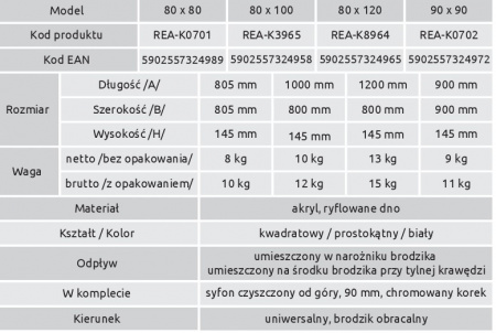 Душевой поддон Rea Calisto 80x80 K0701