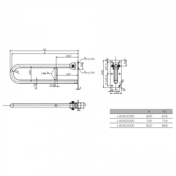 Поручень Kolo Lehnen Concept L60401000 60 см