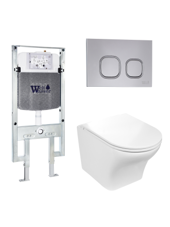 Унитаз с инсталляцией WeltWasser AMBERG 497 ST + ODENBACH 004 GL-WT + AMBERG RD-CR