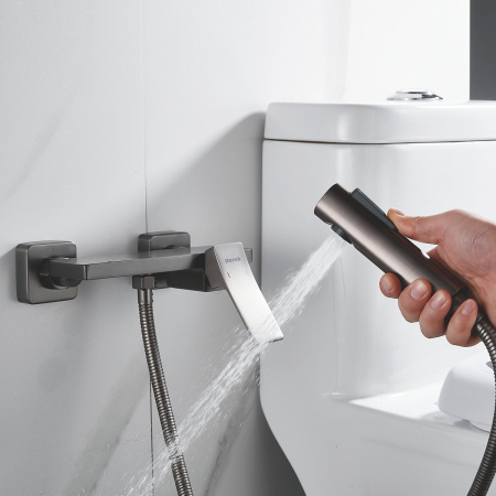 Гигиенический душ со смесителем Shevanik S6105T-1, оружейная сталь