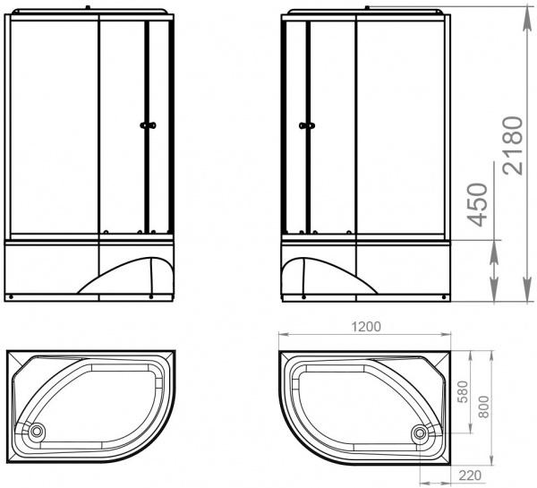 Душевая кабина Domani-Spa Delight 128 high левая DS01D128LHWM10 120x80 с электрикой