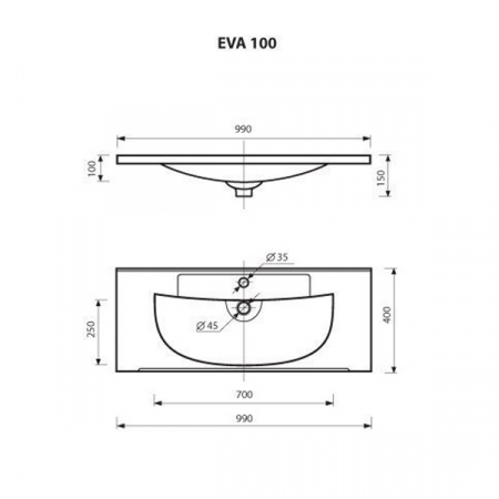 Тумба под умывальник Misty Марта 100 напольная темный бетон с умывальником EVVA -100 D