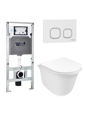Унитаз с инсталляцией WeltWasser AMBERG 506 ST + TELBACH 004 GL-WT + AMBERG RD-WT