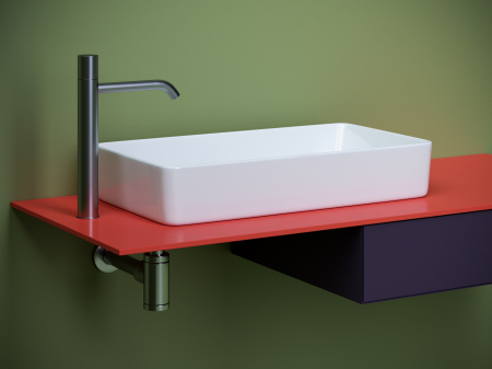 Раковина накладная со смещенным сливом Ceramicanova Element 620*340*110, Белый, CN5048