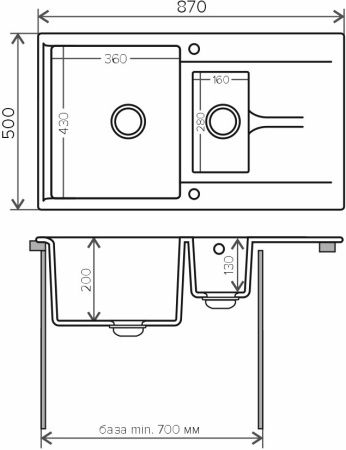 Кухонная мойка Polygran BRIG-870 черный №16 627383