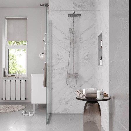 Душевая перегородка, ограждение Reflexion RX20090CCR-18 Walk in 200x90см, прозрачное закаленное стекло 8мм, хромированный профиль