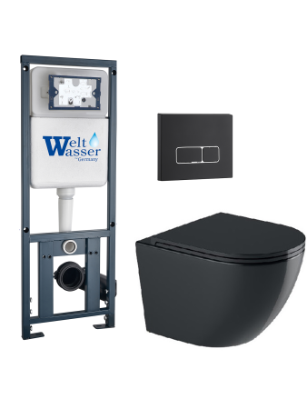 Комплект инсталляции с унитазом Weltwasser MARBERG 410 + MERZBACH 043 GL-BL + MAR 410 SE MT-BL