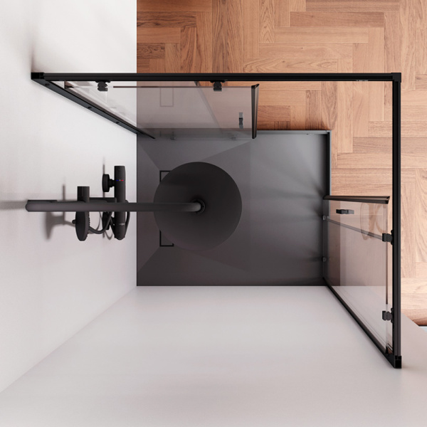 W93G-404-100280-BT Gem S Душевое ограждение AM.PM 100х80 прям.,стекло прозрачное, профиль черный мат.,без поддона