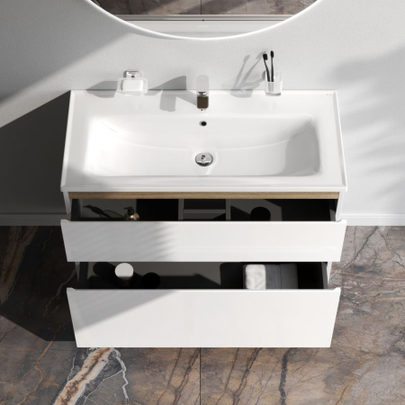 M85AFSX1002WG X-Joy База под раковину AM.PM, напольная, 100 см, 2 ящика, белый глянец