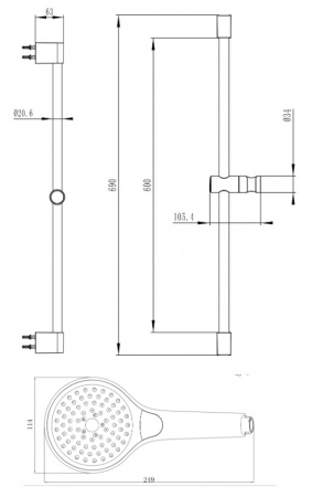 Душевая стойка Villeroy&Boch Embrace PLUS TVS1086000361, 3 режима, хром