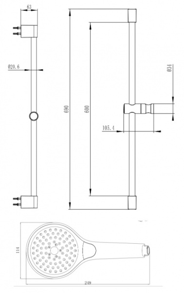 Душевая стойка Villeroy&Boch Embrace PLUS TVS1086000361, 3 режима, хром