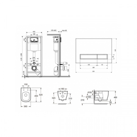 Комплект инсталляции и унитаза 5 в 1 Lavinia Boho Smart F-Control 3930012R