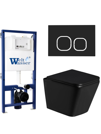 Комплект инсталляции с унитазом Weltwasser BAMBERG 525 + GELBACH 043 GL-BL + BAMBERG BL