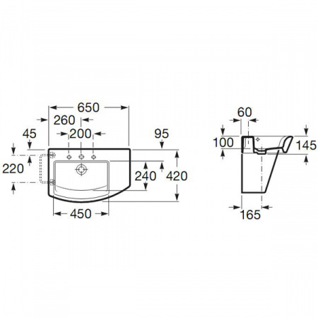 Умывальник Hall 65*42 с отверстием