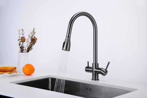 Смеситель для кухни Paulmark LANGE La214212-GM, вороненая сталь