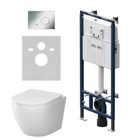 IS100151.801900 Инсталляция MasterFit с клавишей L глянц хром с подвесным унитазом Like Aquaspin с сиденьем м/лиф