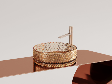 Умывальник чаша накладная круглая Ceramicanova Cristal 360*360*112мм, бежевый, CN6058