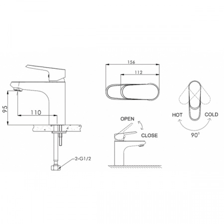 Смеситель для умывальника Bravat Pure F1105161C