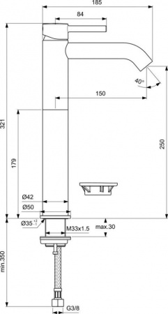 Смеситель для умывальника Ideal Standard Ceraline BC269XG черный матовый