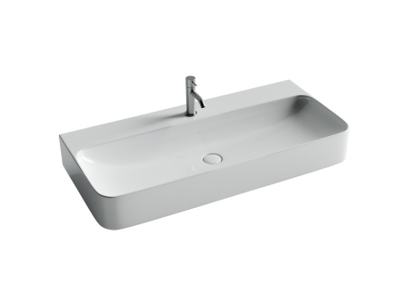 Умывальник Ceramicanova AURA с 1 отверстием для смесителя, без перелива 1000*470*135мм, Белый, CN2007