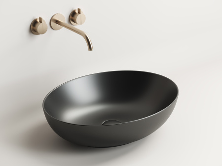 Умывальник чаша накладная овальная Ceramicanova Element 520*395*130мм, Черный матовый, CN6017MB