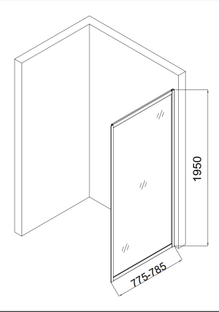 Душевая перегородка Taliente TA-08-1CP 80х195 стекло прозрачное 6 мм