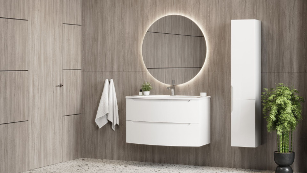 Тумба под умывальник Belux подвесная Ганновер 110-02, белый глянцевый