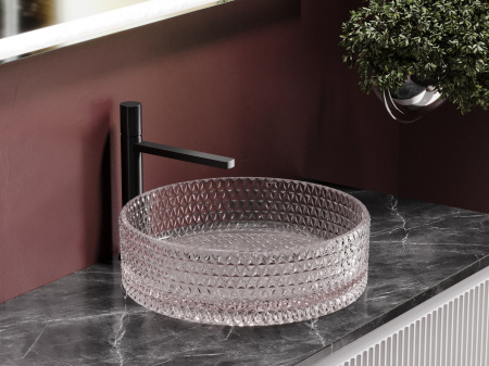 Умывальник чаша накладная круглая Ceramicanova Cristal 360*360*112мм, розовый, CN6061