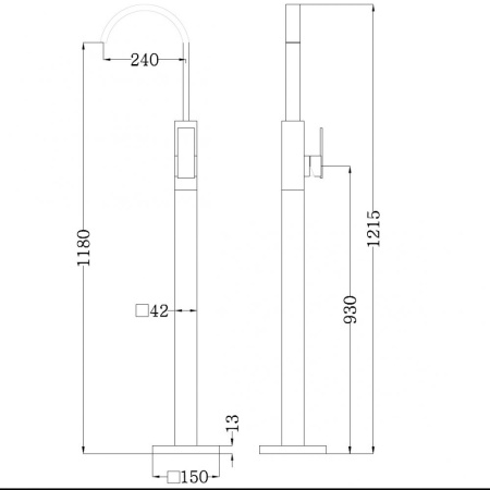 Смеситель ABBER Wasserfall AF8640 напольный для раковины, хром