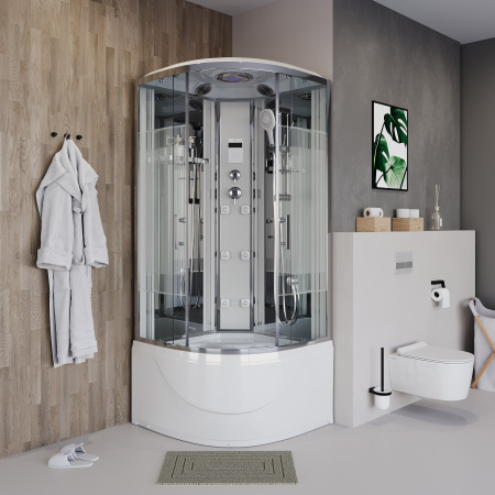 Душевая кабина Niagara Ultra NG-709-01 (100х100х220) высокий поддон(48см),стекло прозрачное с рисунком,4 места