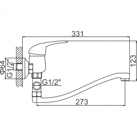 Смеситель для ванны Ledeme H02-B L2102-B