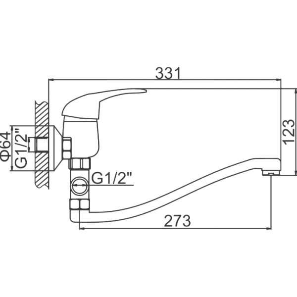 Смеситель для ванны Ledeme H02-B L2102-B